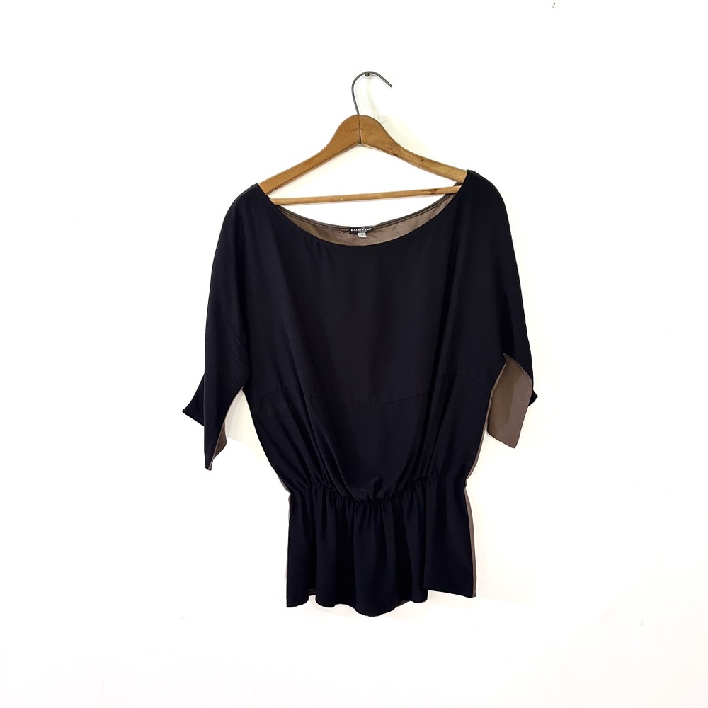 Kathy Kemp 'Anna' Made in NYC Peplum Color Block Blouse - Size Medium